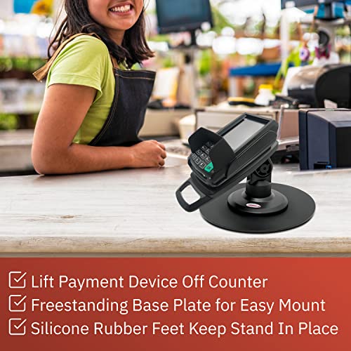 Discount Credit Card Supply Dejavoo Z3/Z6 3" Latch and Lock Compact Pole Mount Terminal Stand with Round Freestanding Mobility Base Plate