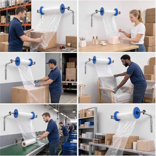 ZephPerton Wall Mount Bubble Wrap Roll Holder, Bubble Foam Wrap Roll Dispenser | Space-Saving Wall Mounted Design Keeps Packing Areas Organized, for Packing Moving Shipping Protection 30cm