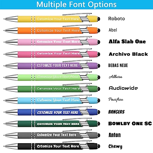 Kingluu 100 Pcs Personalized Ballpoint Pens with Stylus,Smooth Writing,Black Ink Custom Pens with Your Name Logo Message Text,Great Gift for Office Business School Graduation Anniversaries Black