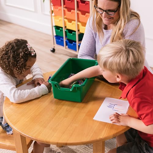 ECR4Kids 15-Bin Mobile Organizer with Shelf, Removable Bins, Sand/Assorted