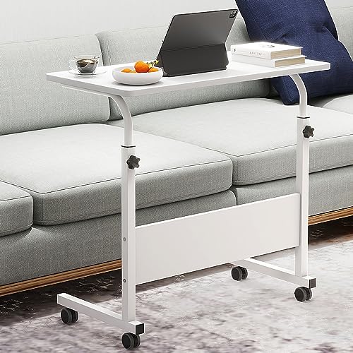 SogesHome Adjustable Mobile Bed Table Portable Laptop Computer Stand, 23.6 inches and 31.4 inches (White, 31.4 inch)