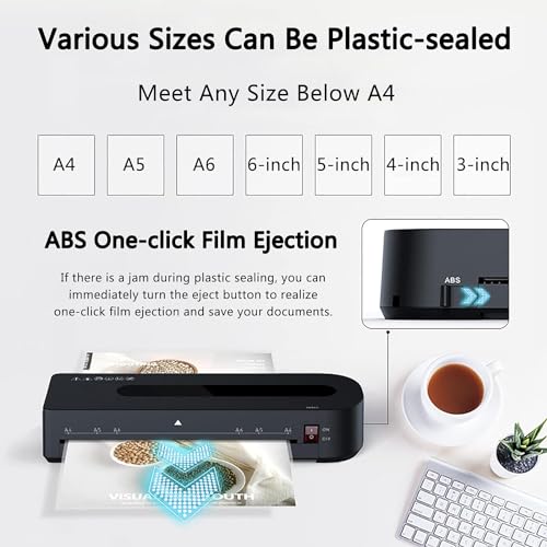 KEhtu A4 Laminator Machine, Electric Laminating Machine, 2 Min Fast Preheat, 320mm/min, 115~145℃ Intelligent Temperature Control, ABS One-Click Film Ejection, for Home Office School Business