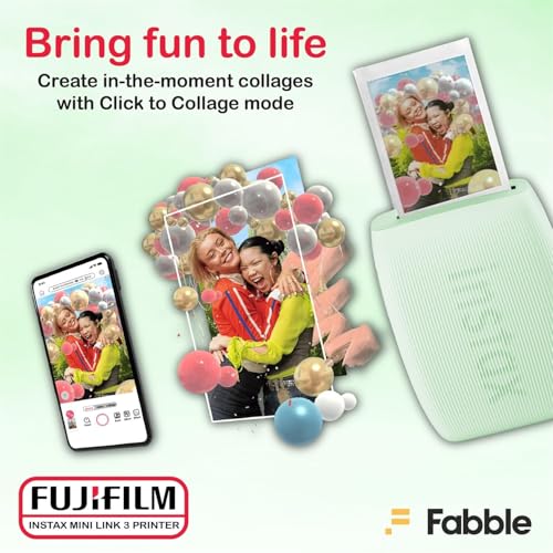 Fujifilm Instax Mini Link 3 Smartphone Printer with Instax Mini Films and Free Bonus Microfiber Cleaning Cloth... (Sage Green, 3 x Twin Pack (60 Sheets))