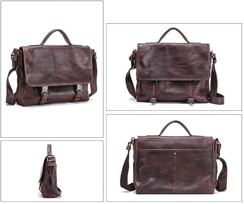 KANDUO Computer Messenger bag Genuine Leather Shoulder Bag 13.3 Inch Laptop for Travel Work
