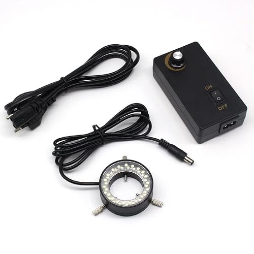 Microscope Accessories Kit LED Microscope Top Illumination 3.5W Ring Light Source 40 LED Beads Inner Diameter 35 mm Metal Head Lighting Adjustable Microscope Slides