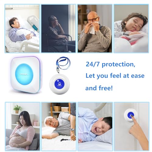 LIOTOIN Wireless Caregiver Pagers Call Button Nurse Alert System Call Bell Call Light Alert Button for Home/Elderly/Patients/Disabled 3 Transmitters 3 Plugin Receivers (600+ft Operating Range)…