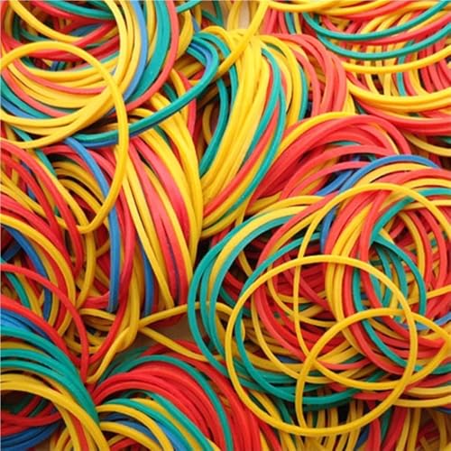 VGGBNG Large Rubber Bands,Thick Elastic Bands, Stretchable Latex Rings, Dia 15-50mm Yellow High Elastic Rubber Bands, Office Supply Rubber Bands 100pcs(19x1.5mm)