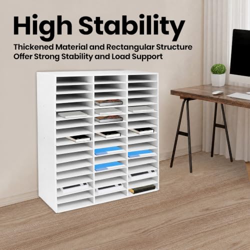 Kankyday Mail Sorter Organizer, 48 Slots, 16-Tier PVC Document Rack
