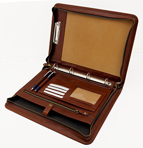 Noda Conference Folder A4 Italian Folder Leather Ring Binder A4 Clipboard with Handle (Cogniac)