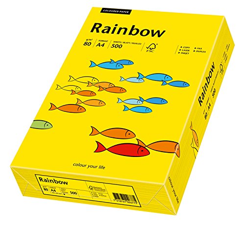 Schneidersöhne 88042387, Multi-Purpose Paper Rainbow, Coloured Paper, A4, 80 g/m2, 500 Sheets, Intensive Yellow