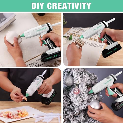 HAUSHOF Cordless Hot Glue Gun, 20V Glue Gun with 20 PCS Full Size Sticks