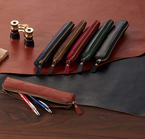 レイメイ藤井 Raymay Fujii NF2803K Pen Case, Pencil Case, Bloomsberry Leather Pen Case, Leather, Navy