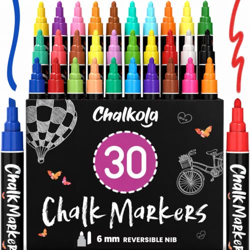 Chalkola Erasable Liquid Chalk Markers (30 Pack 6mm) - Car Window Markers