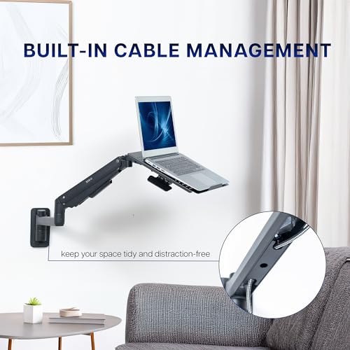 VIVO Black Pneumatic Arm 14 x 12 in Laptop Tray Wall Mount, MOUNT-KB35L