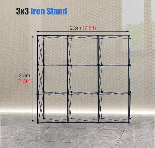 Jievmrs Pop Up Backdrop Banner Display Stand, Folding Tension Fabric Exhibition Booth Frame with Support Poles, Trade Show Background Truss Poster Riser(2.3x2.3m (7.5x7.5ft))