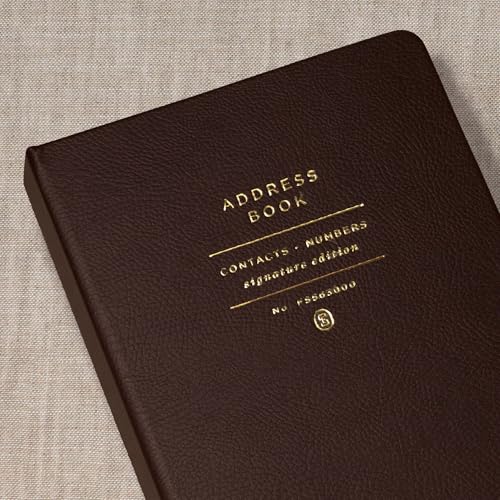 Fringe Studio Small Faux Leather Hardcover Concealed Spiral Address Book W/Interior Pocket & Squared Spine, "STANDARD COCOA" 5.75" w x 7" h, 96 pages, Signature Edition Collection (563FL001FSC)