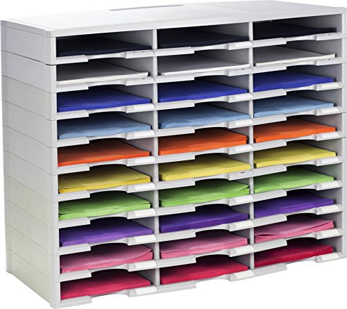 Storex 30-Compartment Literature Organizer, 31.38 x 14.13 x 25.5 Inches, Gray (61418U01C)