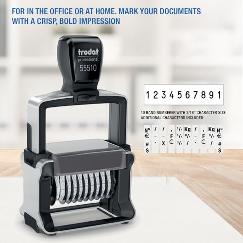 Trodat Professional 55510 Self-Inking 10 Band Number Stamp – 5mm, Black Ink