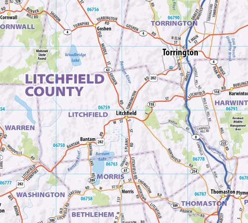 Connecticut Laminated Wall Map (34” wide x 25” high)