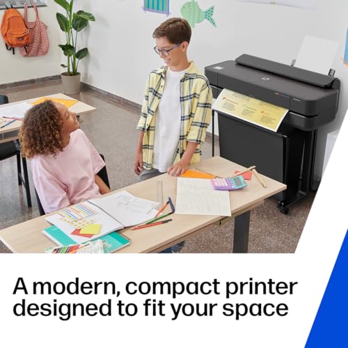 HP DesignJet T210 Large Format 24-Inch Plotter Printer for Easy CAD & Poster Prints (8AG32T), Includes 2-Year HP Care Pack with Onsite Support