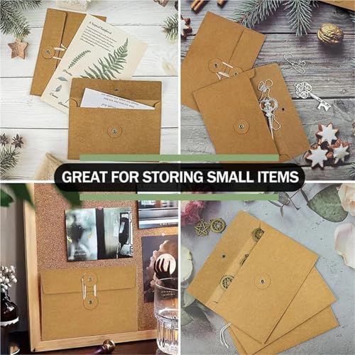 Durable 100-240 Pcs Brown Envelopes Manilla with String Tie Closure Project Pockets Document Organizer, 4.53 X 6.7 Inches(200pcs)