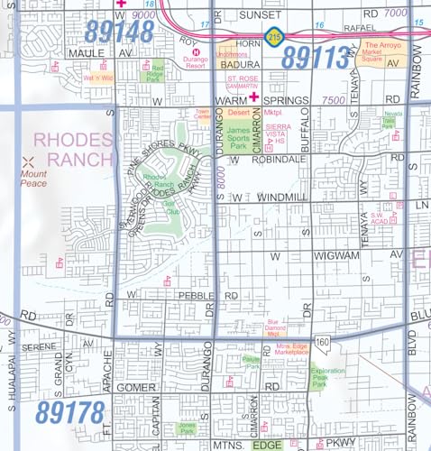 Metro Maps Greater Las Vegas NV Detailed Region Wall Map (55"x44" Laminated Full Color Road Map)