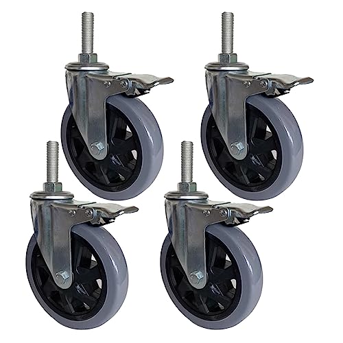 MXXADHPL M20 Threaded Stem Caster Wheels, Set of 4-150mm Industrial Locking Swivel Casters for Commercial Kitchen Prep Tables, TPR Furniture Caster Wheels - Durable & Heavy-Duty