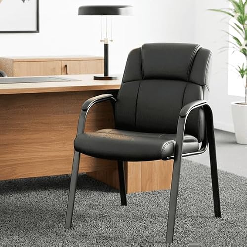 Wonder Comfort Waiting Room Chairs, 1 PCS PU Leather Office Reception Guest Chair with Padded Arms for Home Office, Conference, Lobby, Medical Clinic Elderly Student