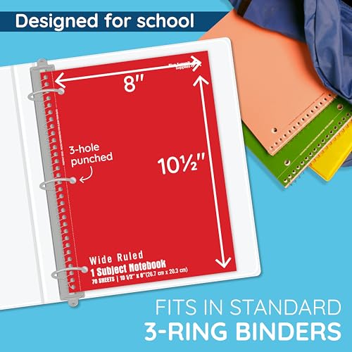 Blue Summit Supplies 48 Pack Spiral Notebooks Bulk, Wide Ruled, Assorted
