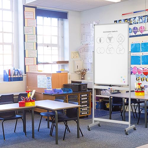 Rolling Whiteboard on Wheels 40" x 24" Aluminum Frame