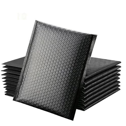 Water Resistant Bubble Envelope Mailers [500 Pack] 6 inch x 9 inch #0 Black Poly Padded Shipping Envelopes Self Sealing Cushioned Packaging Bags
