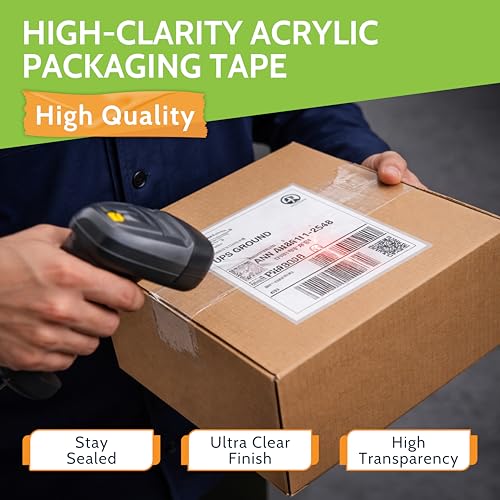 PSBM Clear Packing Tape, 72 Rolls 2.5 Mil 1.88 Inch 110 Yards Per Roll, Heavy Duty Tape for Packaging, Shipping, Moving & Sealing