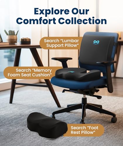 Everlasting Comfort Doctor Recommended Memory Foam Seat Cushion for Office Chairs & Car - Ergonomic Office Desk Accessories - Cushions for Tailbone Pain Relief, Sciatica (Black Airflow, Large)