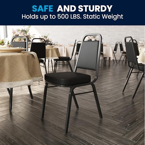 Flash Furniture Hercules Vinyl Banquet Chair, Black, 4-Pack