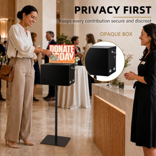 VERSSURE Adjustable Acrylic Suggestion & Donation Box with Lock and 2 Keys