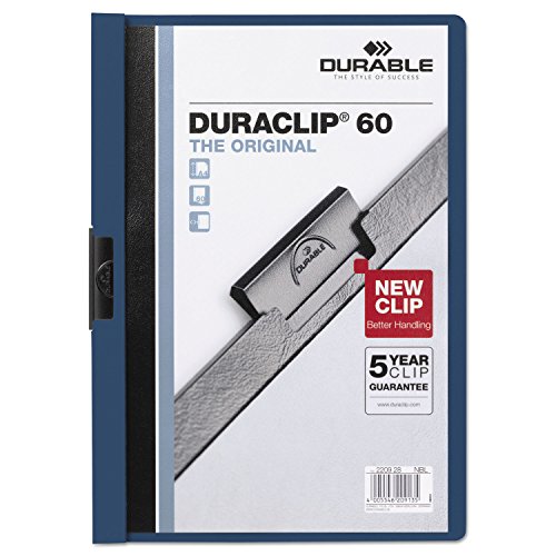 DURABLE Report Cover with DURACLIP, Letter-size, Holds Up to 60 Pages, Clear Cover/Dark Blue, 25 per Box (221407)