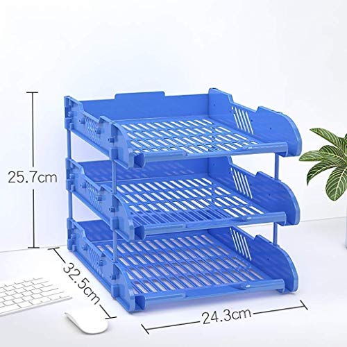 GVRMLDF Stackable Tray Desktop Organizer, Document Letter Paper File Sorter, Office and Home(Blue)