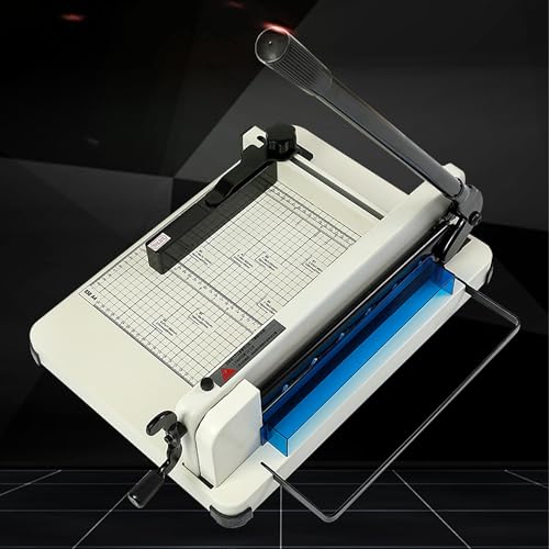 12 Inch Heavy Duty Guillotine Paper Cutter - 400 Sheet Capacity, Precision Blade & Positioning Ruler for A4 Paper/Leather/Fabric, Ideal for Offices & Print Shops White