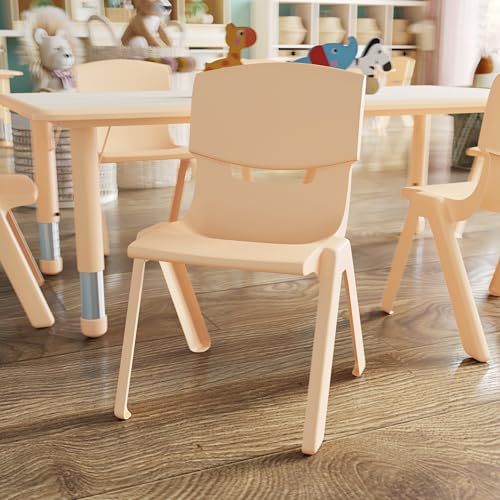 Flash Furniture Whitney 10 Pack Natural Plastic Stackable School Chair with 12" Seat Height