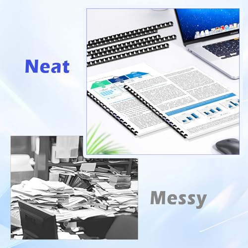 TOTiyea 50 Pack19 Ring Plastic Binding Combs, 1 Inch Diameter,200 Sheet Capacity, Letter Size, Black Comb Binding Spines