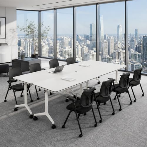 Folding Conference Table 1 Pack, Office Table with Lockable Wheels 440 LBS Capacity, 59”L × 23.6”W × 29.5”H Modern Minimalist Flip-Top Table for Office/Conference Room/Training Room