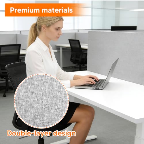 Generic 2 Pack Clamp-on Cubicle Partition Panel 61 x 24 Inch with 4 C-Type