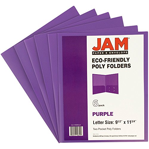JAM PAPER Plastic 2 Pocket POP Folders - Durable School Folders - Purple - Bulk 96/Pack