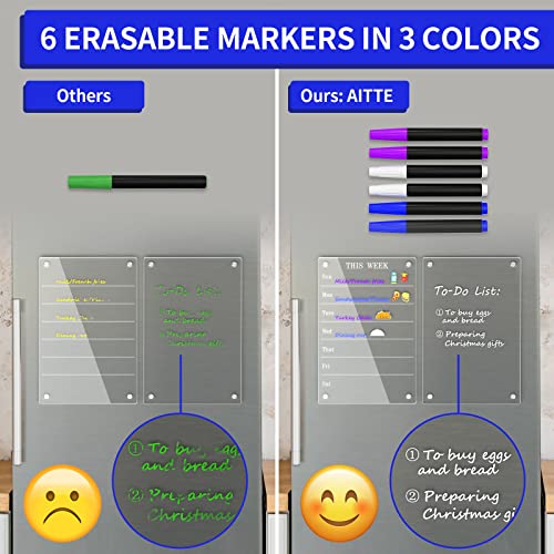 AITEE Magnetic Weekly Dry Erase Board and Memo Set for Fridge with Markers