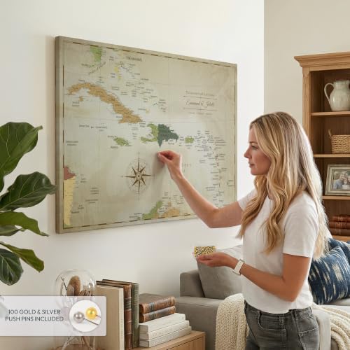 Forever Map - Personalized The Journey Is Home Caribbean Push Pin Map