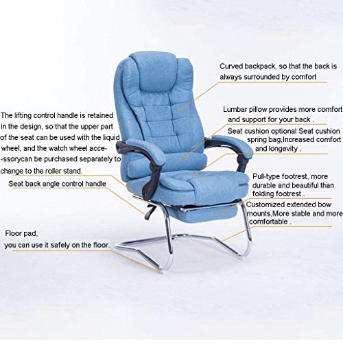 Reclining Lunch Break Massage Chair Ergonomics Fabric Bow Computer Office Chair Conference Chair (Color : Gray)