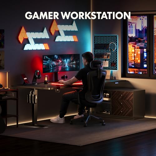 FLEXISPOT 63" L Shaped Standing Desk with Drawers, Black