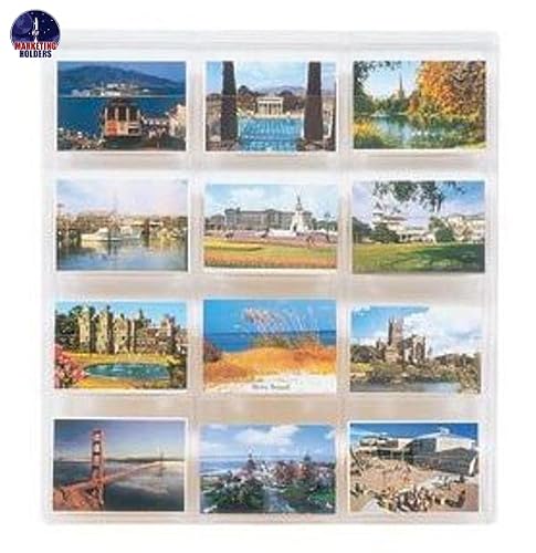 Marketing Holders Post Card Holder Acrylic 12 Pockets Hold 6" Printed Media Wall Mount Hanging Hardware Included Use at Museums Retail Stores Art Galleries Hotels Resorts Gift Shops Motels Clear