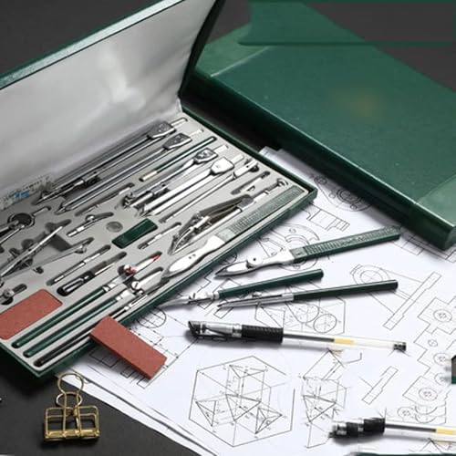 AMQYDT 23 Piece Geometry Kit, Construction Engineering Design Professional Drawing Tools, with Large Extension Beam, for Drafting, Math and Making Circles, School, Drafting, Architecture