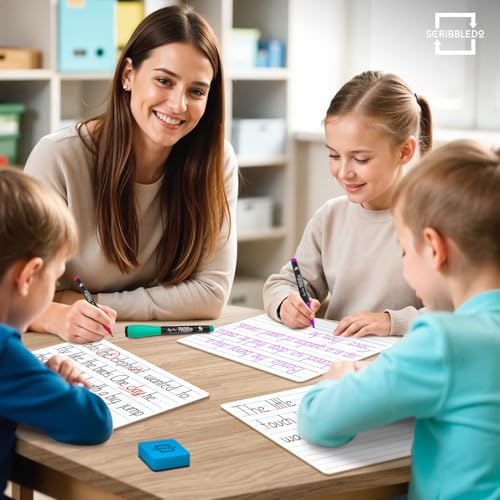 Scribbledo 10 Pack Small Lined Dry Erase Boards, 9x12 Double Sided